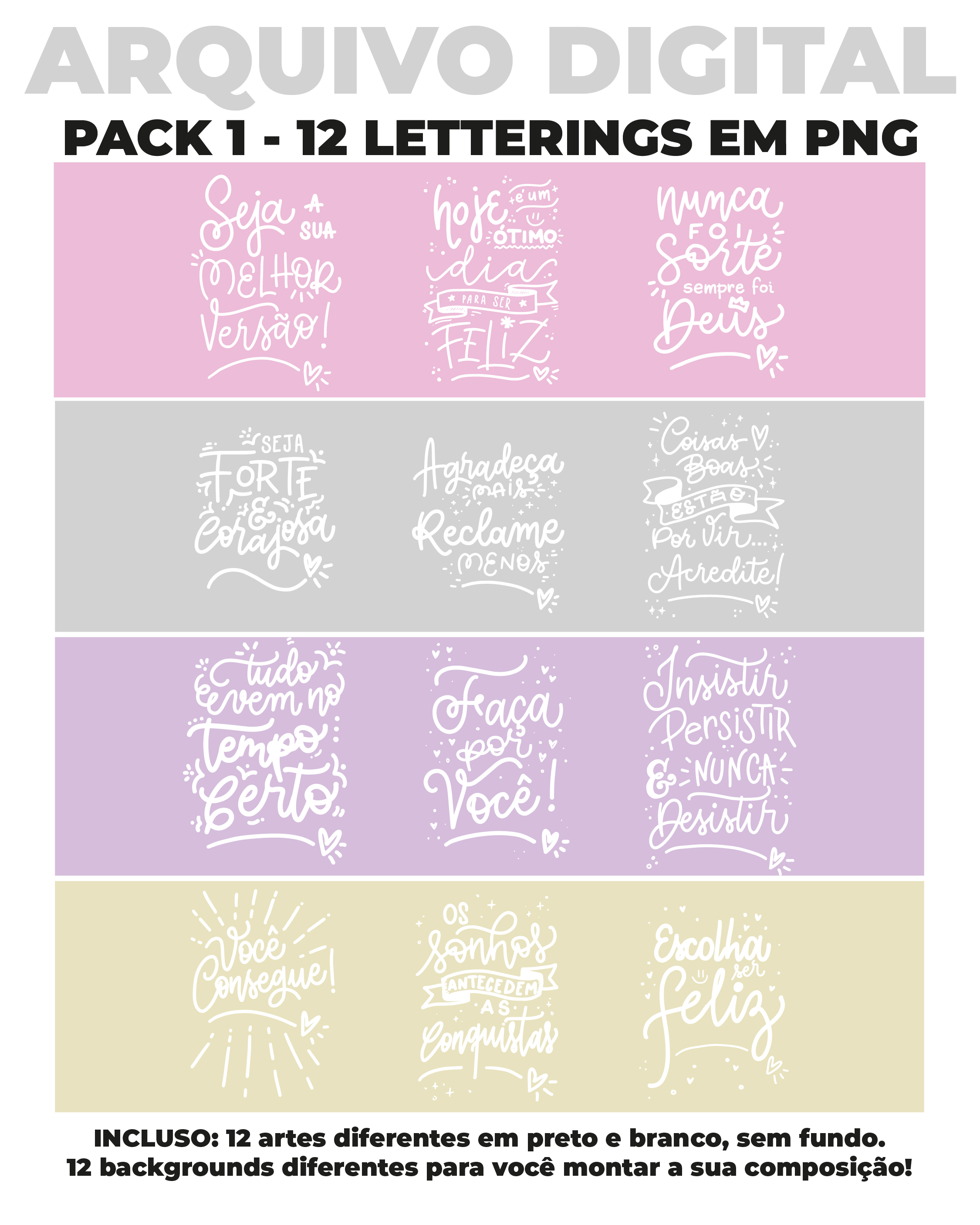 Kit 1 Pack (12 letterings) - Imagem 2